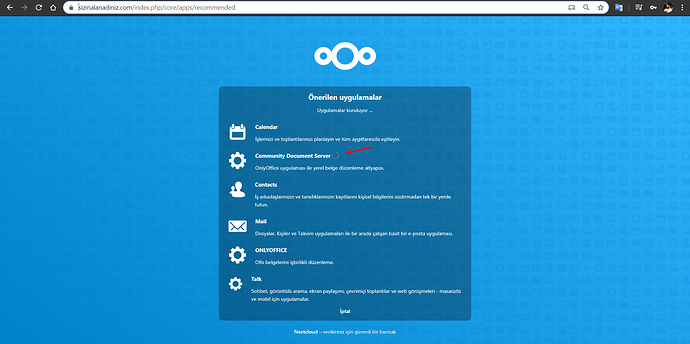 Nextcloud web arayüzünden kurulum adımları - 3