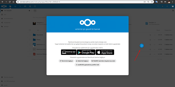 Nextcloud web arayüzünden kurulum adımları - 7