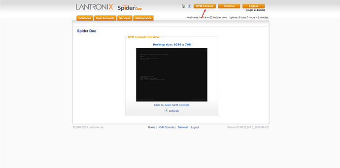 Hetzner KVM Konsolu (2)