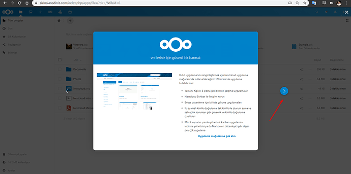 Nextcloud web arayüzünden kurulum adımları - 6