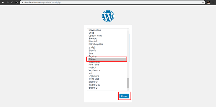 Debian 10 LEMP WordPress Dil Seçimi