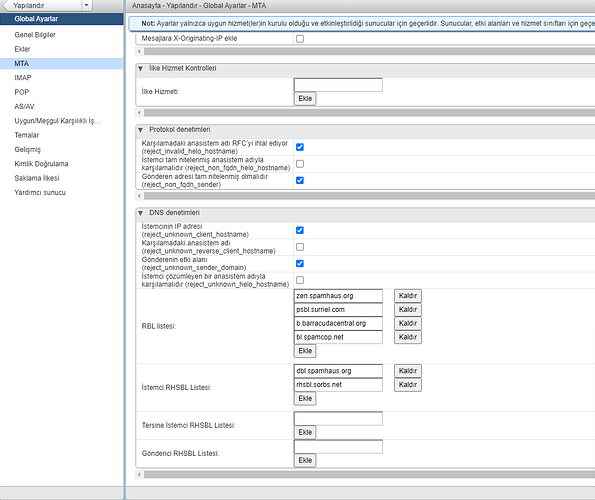 Zimbra Yönetici Konsolu_ Global Ayarları Yönet